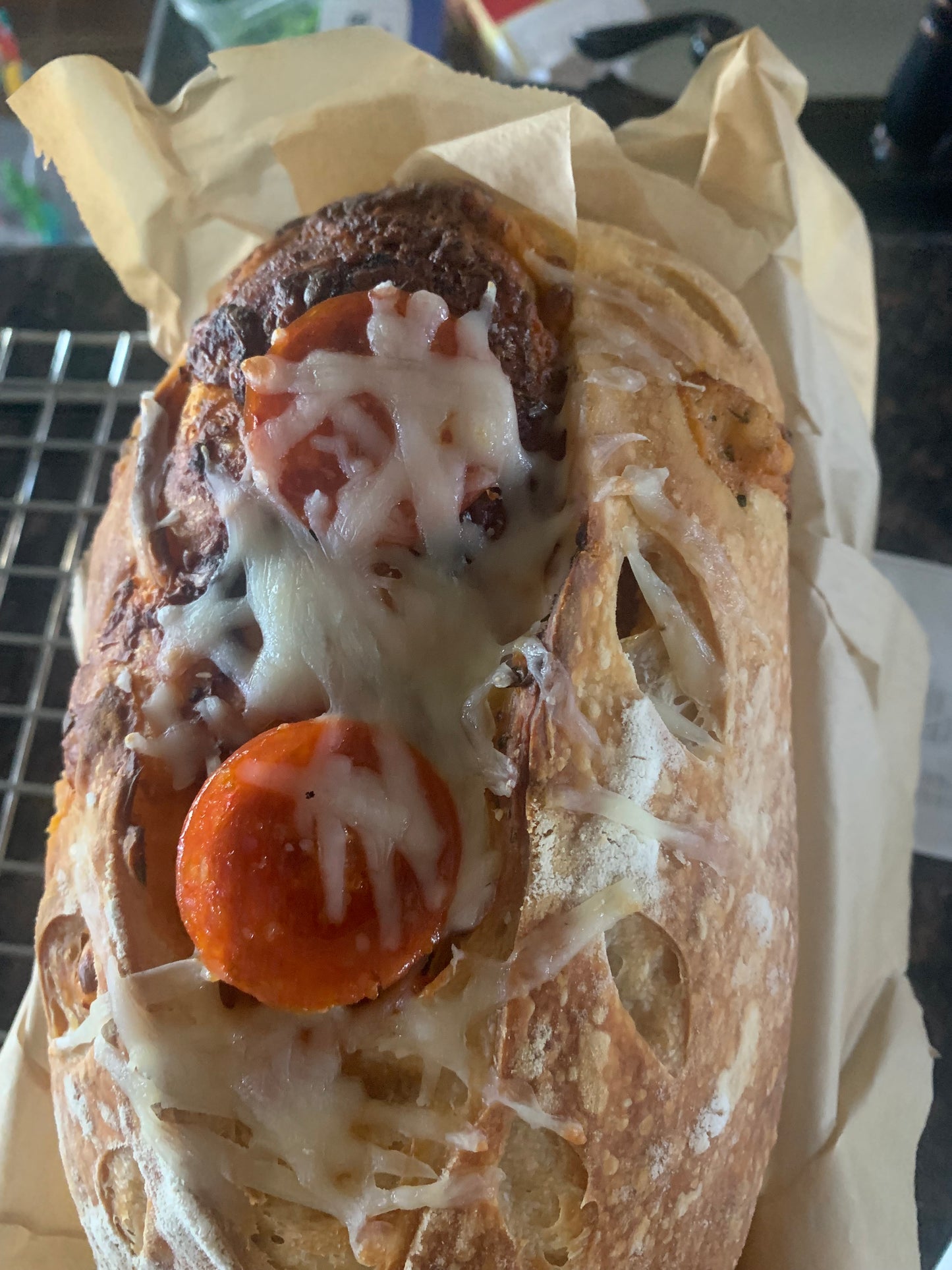 Pepperoni Pizza Sourdough Bread